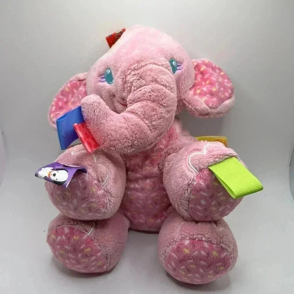 Taggies Other - Taggies Pink Elephant Plush 9" Lovey Rattle Tags Baby Security